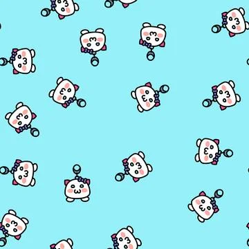 Kawaii accessories vector seamless pattern イラスト素材