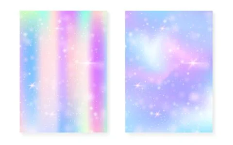 Kawaii background with rainbow princess gradient. Magic unicorn Stock Illustration