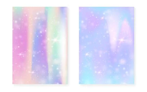 Kawaii background with rainbow princess gradient. Magic unicorn Stock Illustration