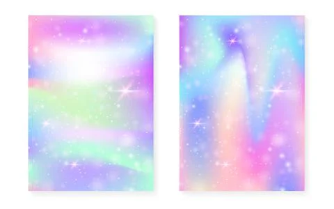 Kawaii background with rainbow princess gradient. Magic unicorn Stock Illustration