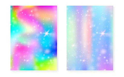 Kawaii background with rainbow princess gradient. Magic unicorn Stock Illustration