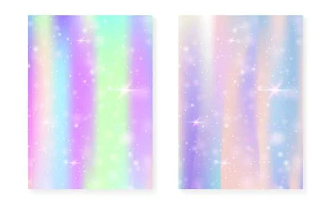 Kawaii background with rainbow princess gradient. Magic unicorn Stock Illustration
