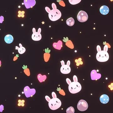 Kawaii bunny pattern Stock Illustration