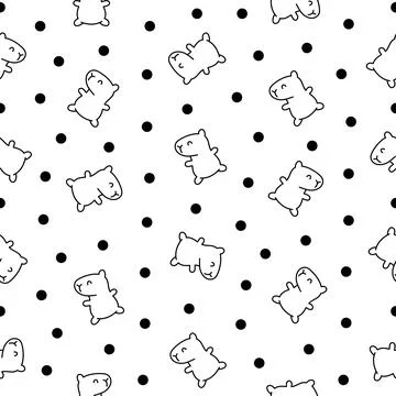 Kawaii capybara. Seamless pattern. Coloring Page. Stock Illustration