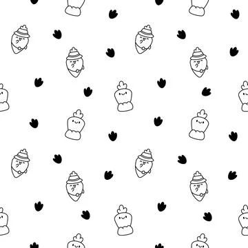 Kawaii carrot. Seamless pattern. Coloring Page. Stock Illustration