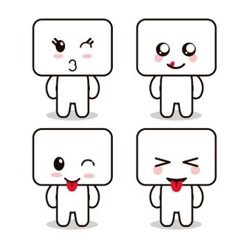 Kawaii cartoon face expression frames cute icon. Vector graphic Illustrazione stock