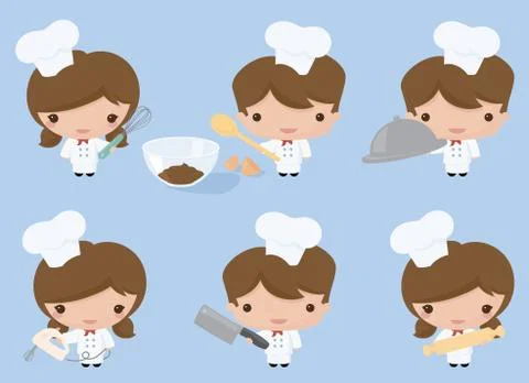 Kawaii chefs Stock Illustration