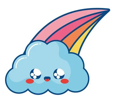 Kawaii cloud and rainbow Stock Illustration