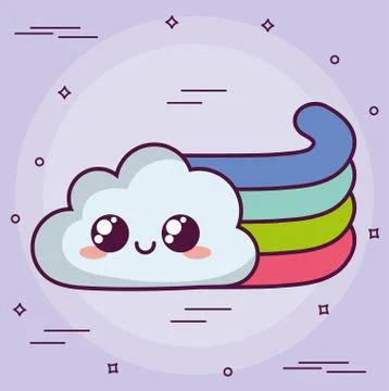 Kawaii cloud with a rainbow Stock Illustration