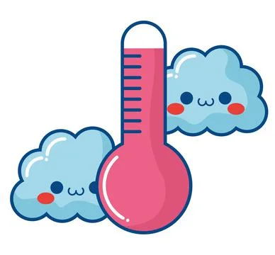Kawaii clouds and thermometer Illustrazione stock