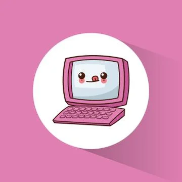 Kawaii computer technology image Illustrazione stock