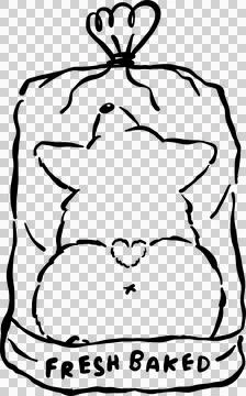 Kawaii Corgi Butt Bread Loaf Dog Outline Doodle in a Bag Cartoon Hand Drawn Stock Illustration