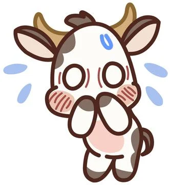 Kawaii Cow Shock Expression Stock Illustration