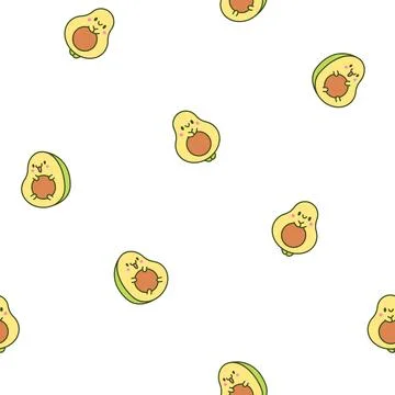 Kawaii cute avocado. Seamless pattern. Illustrazione stock