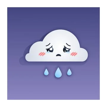 Kawaii cute crying cloud with rain Stock Illustration