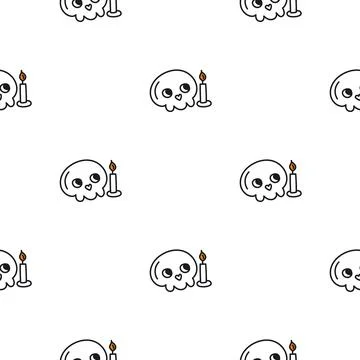 Kawaii cute vector skulls Illustrazione stock