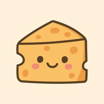 Kawaii Design Style Cheese Vector Template Illustrazione stock