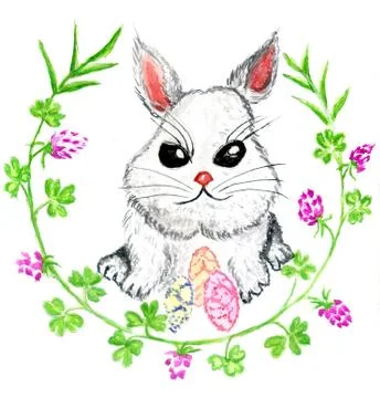 Kawaii Easter bunny Illustrazione stock
