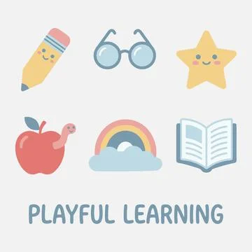Kawaii Educational Elements Pack for Preschool Kids and Nursery Branding イラスト素材