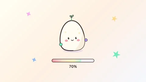 Kawaii egg mascot waiting for a task to finish. Loading progress bar animat.. Stock Footage 346616637