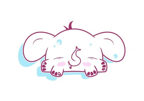 Kawaii elephant. Stock Illustration
