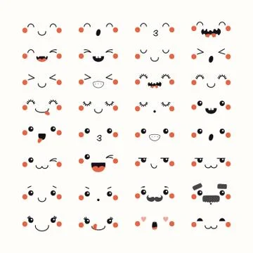 Kawaii emoticons set Stock Illustration