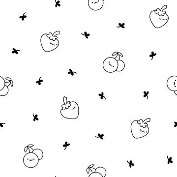 Kawaii farm. Seamless pattern. Coloring Page. Illustrazione stock