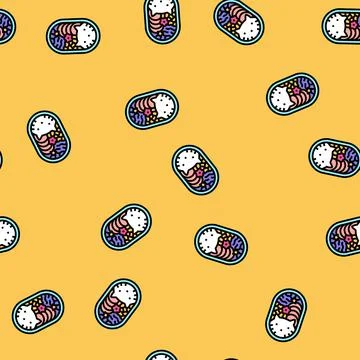 Kawaii food vector seamless pattern イラスト素材