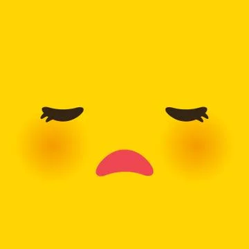 Kawaii funny muzzle with pink cheeks and big eyes Cute Cartoon sad Face on ye Stock Illustration
