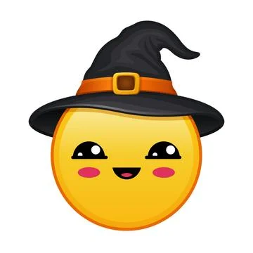 Kawaii halloween emoji with witch hat and half open eyes face Illustration