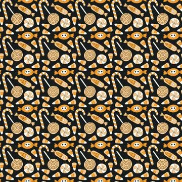Kawaii Halloween seamless pattern with candy Stock Illustration