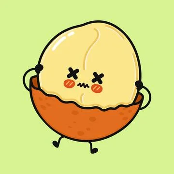 Kawaii macadamia nut character feeling dizzy and sad Stock Illustration