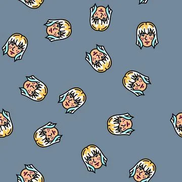 Kawaii makeup vector seamless pattern Illustrazione stock