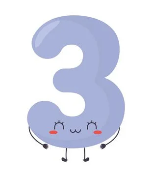 Kawaii number three 스톡 일러스트