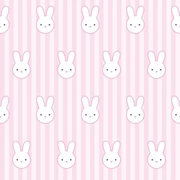 Kawaii pattern with cute rabbits Stock Illustration