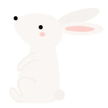 Kawaii rabbit, bunny, hare looking up isolated Stock Illustration