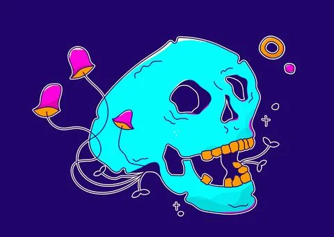 Kawaii sceleton picture. Illustrazione stock