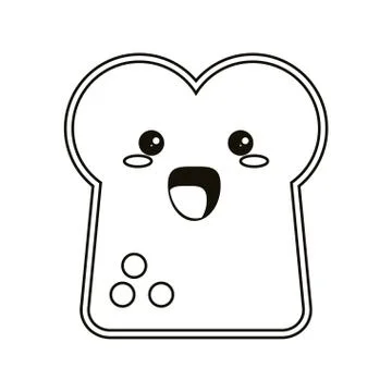 Kawaii sliced bread icon thin line 스톡 일러스트