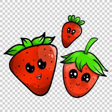 Kawaii strawberries Stock Illustration