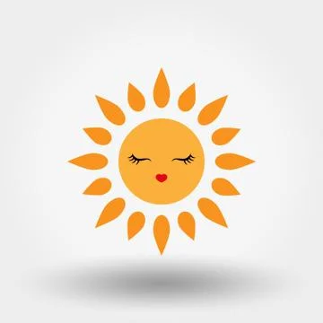 Kawaii sun. Icon. Vector. Flat. Stock Illustration