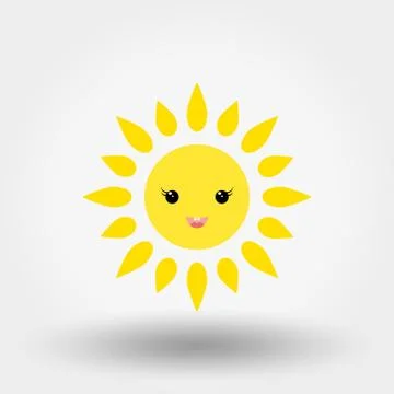Kawaii sun. Icon. Vector. Flat. Stock Illustration