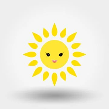 Kawaii sun. Icon. Vector. Flat. Stock Illustration