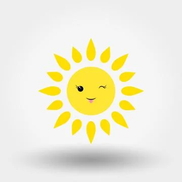 Kawaii sun. Winking. Icon. Vector. Flat. Stock Illustration