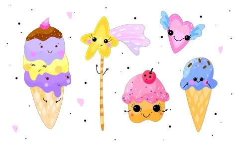 Kawaii sweets set Stock Illustration