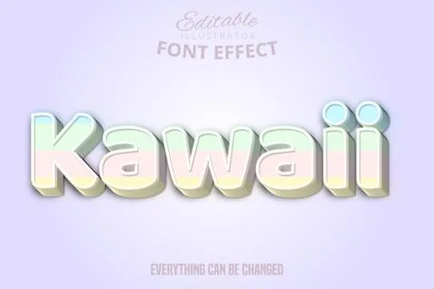 Kawaii text, editable text effect Stock Illustration