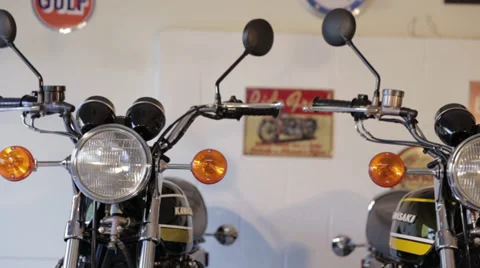 Kawasaki 900 Headlights Front View Stock Footage 34334828