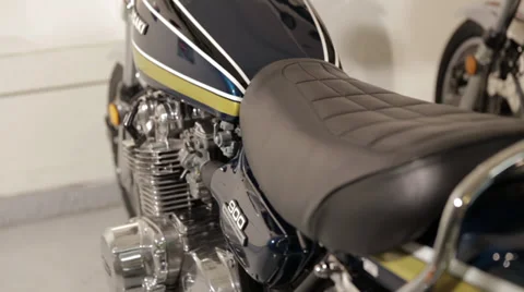 Kawasaki 900 Motorcycle Stock Footage 34334366