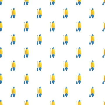 Kayak and paddle seamless repeat pattern background Illustrazione stock