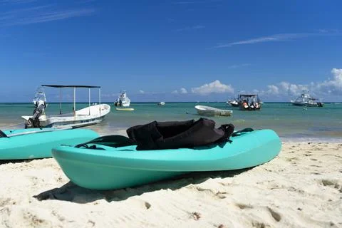 Kayak on the beach Fotos de archivo