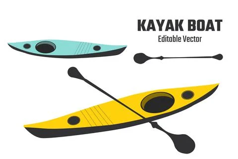 Kayak Boat Editable Vector Stock Illustration